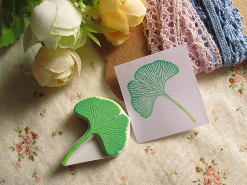 Apu手工章 图鉴风格银杏叶印章 手帐印章 - 印章/印台 - 橡胶 