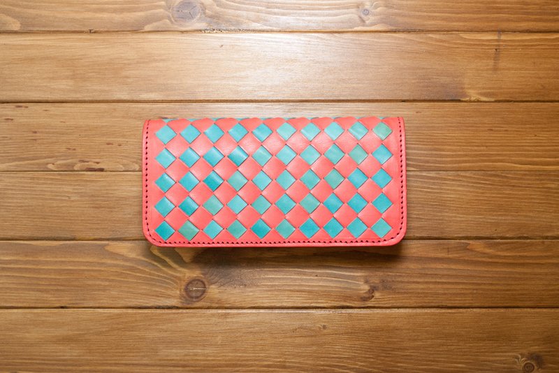 Dreamstation皮革鞄研所，手工透染植鞣革编织长夹!!出清价 - 皮夹/钱包 - 真皮 红色