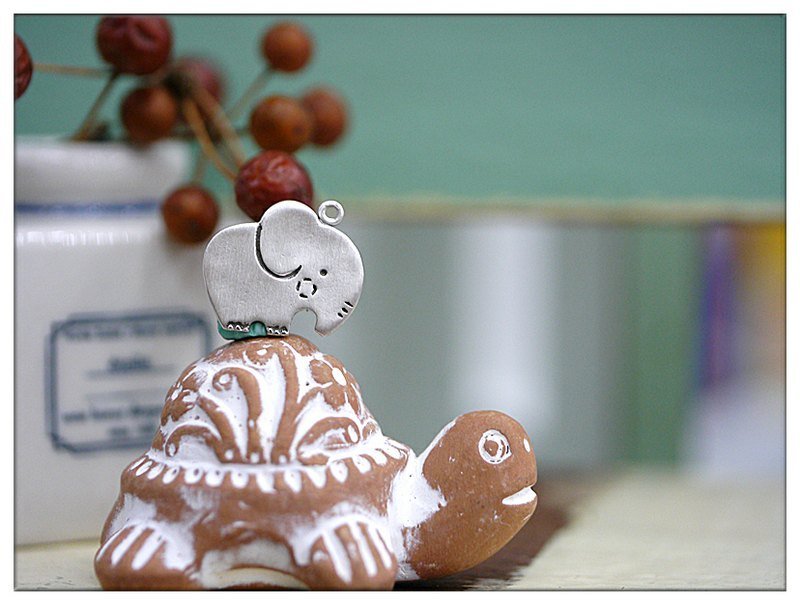 纯银**图画系列= 大象北北站起来 /16~18寸纯银链**纯手作 - 项链 - 纯银 银色