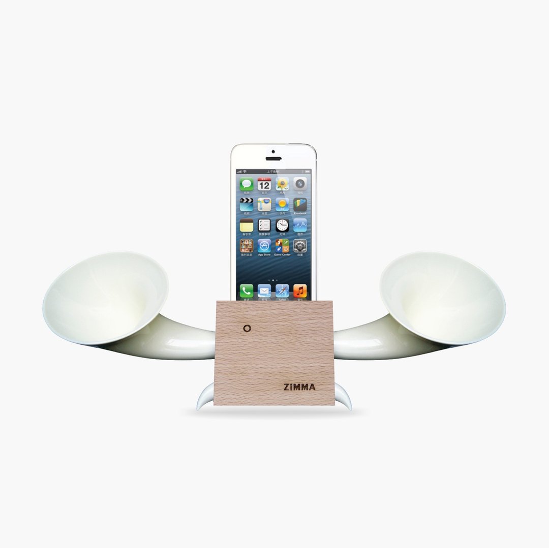百货福利品!ZIMMA-立体双声道免提器山毛(两色)iPhone SE以下机种 - 扩音器/喇叭 - 木头 卡其色