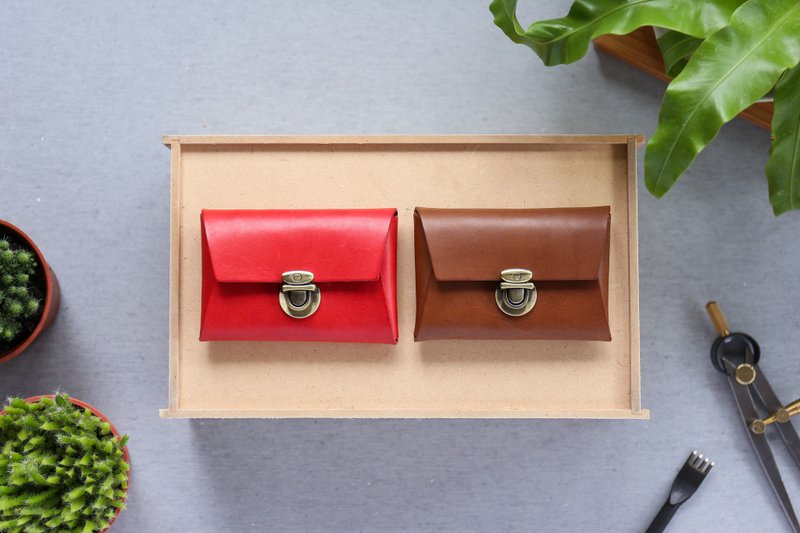 Shekinah 手工皮革  - 推扣名片盒 - 名片夹/名片盒 - 真皮 咖啡色