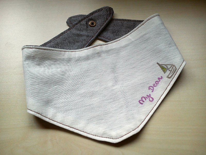 棉柔围兜/口水巾/婴儿领巾_亲爱的宝贝 (可盖指定英文字) - 围嘴/口水巾 - 棉．麻 白色