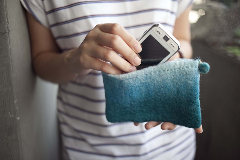 渐层万用包(蓝) - 相机包/相机袋 - 羊毛 蓝色