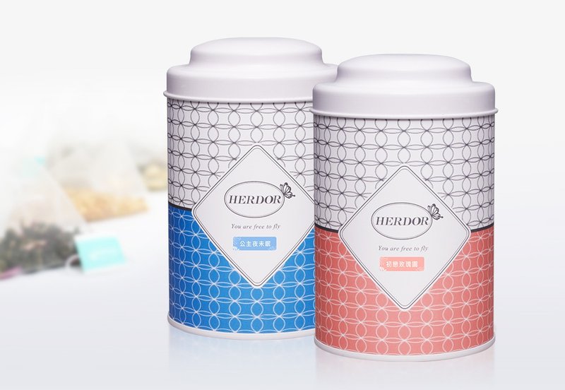 花茶双罐组｜三角茶包-高山水果红茶 + 洋甘菊柚香乌龙【HERDOR 花茶】 - 茶 - 植物．花 蓝色