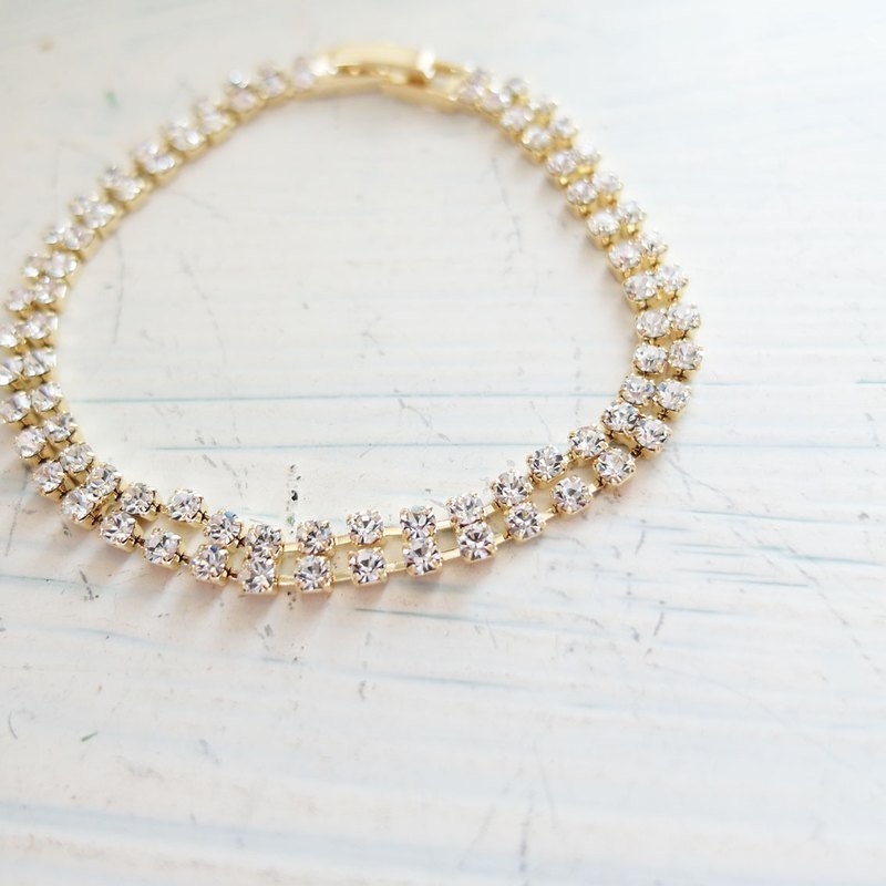 Cha mimi。华丽的冒险。双钻炼华丽手炼 - 手链/手环 - 宝石 金色