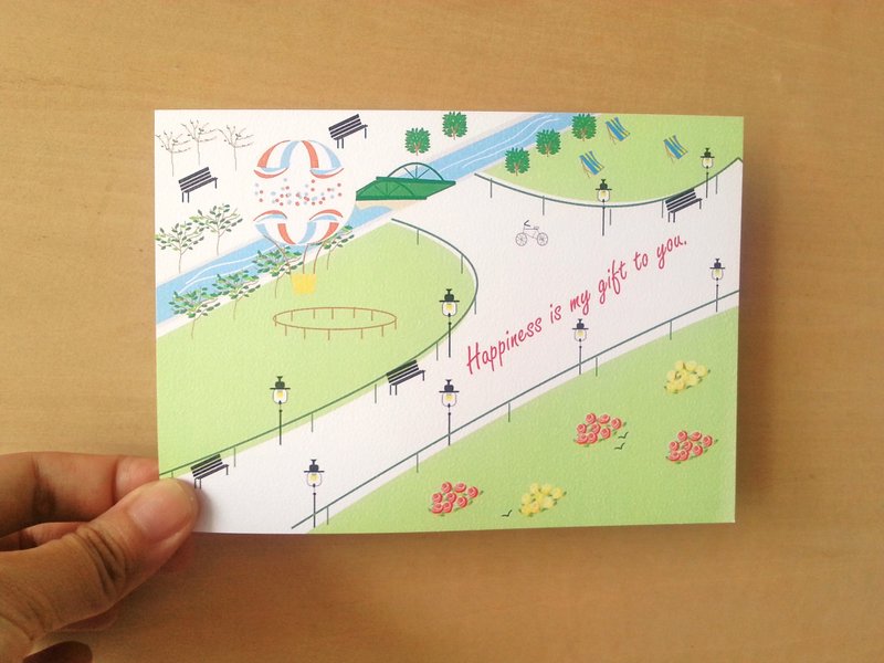 快乐就是我给你的礼物明信片 - 卡片/明信片 - 纸 多色