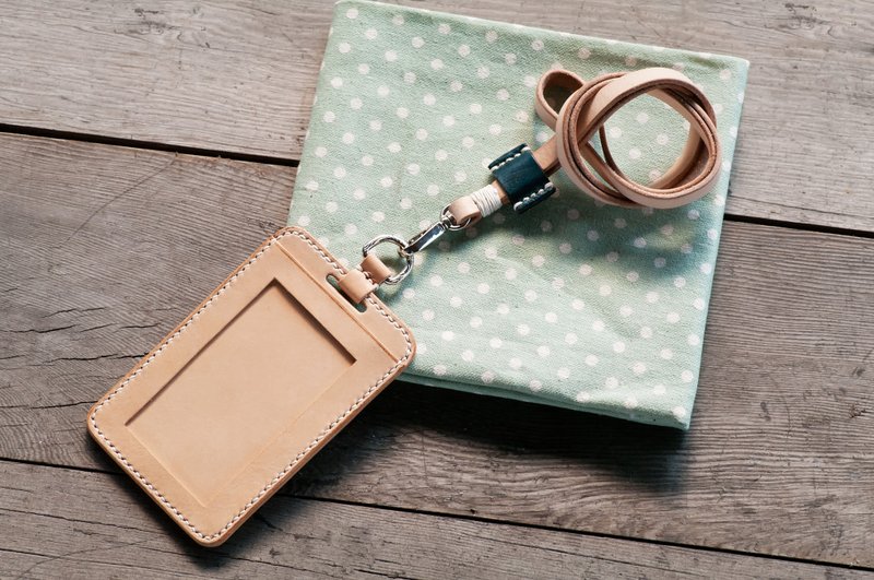 植物鞣手缝直式证件套(含背带) - 证件套/卡套 - 真皮 金色