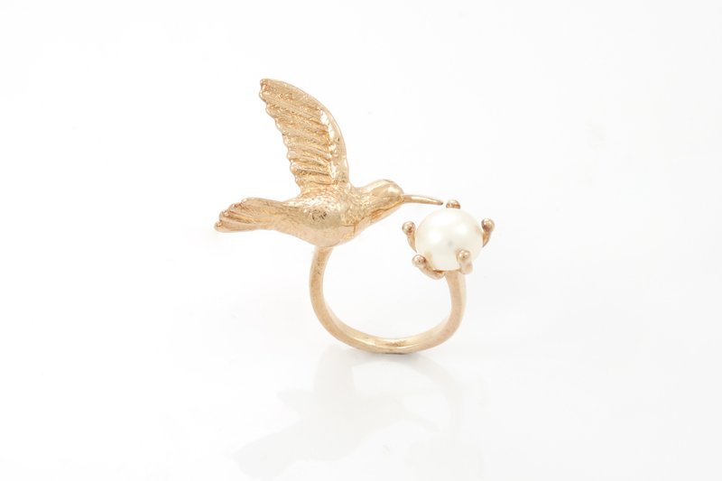 Humming Bird Ring - pink gold - 戒指 - 其他金属 粉红色