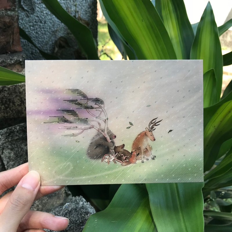 【风雨/故事插画明信片】 /团结/不惧/同心协力 - 卡片/明信片 - 纸 卡其色