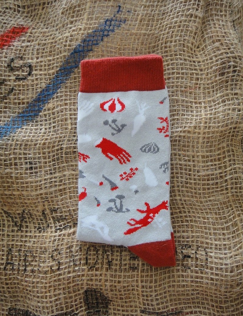 花啦啦的旅程．红．袜子 - 袜子 - 其他材质 红色