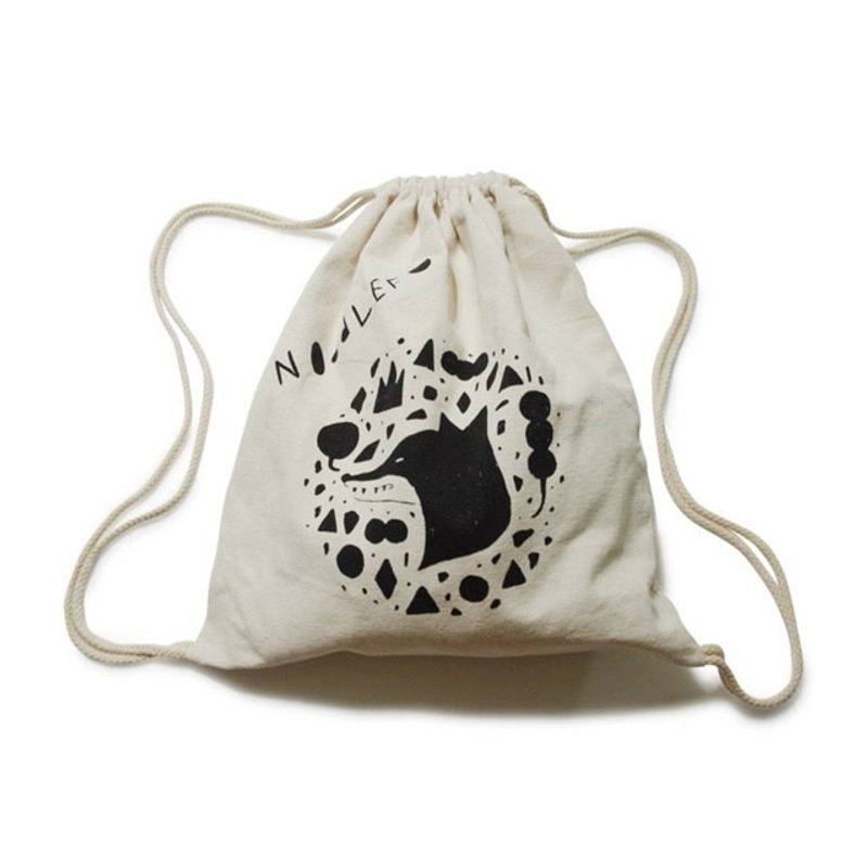 【Noddlefu纳豆腐】♪ 浪荡不羁野狼后背包 ♪ - 束口袋双肩包 - 其他材质 白色