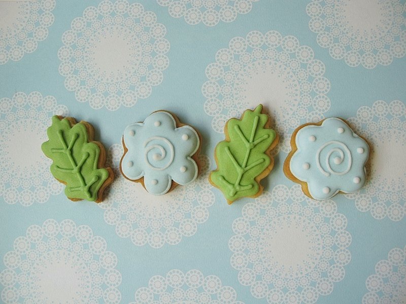 SmileAnn/幸福时光-粉蓝花与绿叶24入 - 蛋糕/甜点 - 新鲜食材 