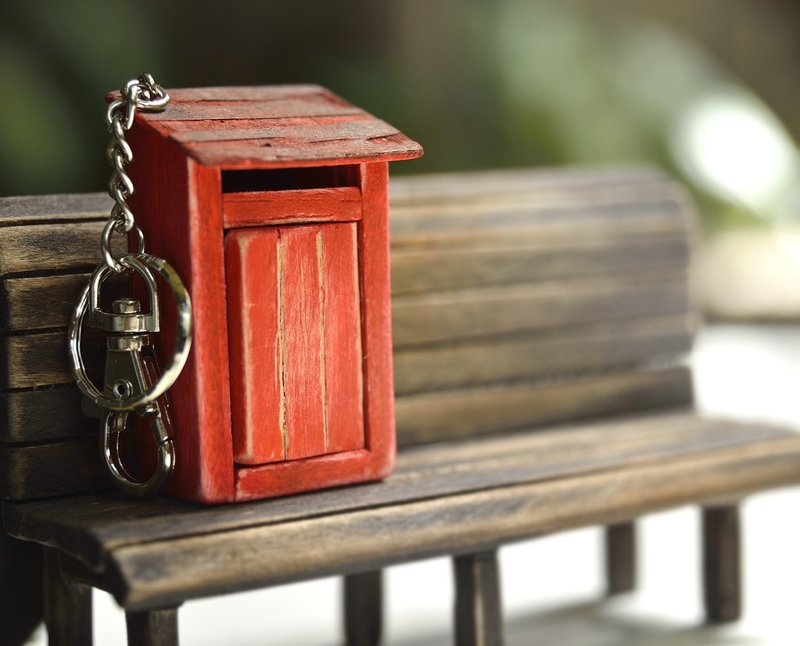 复古信箱钥匙圈 - 木工/竹艺/纸艺 - 木头 咖啡色