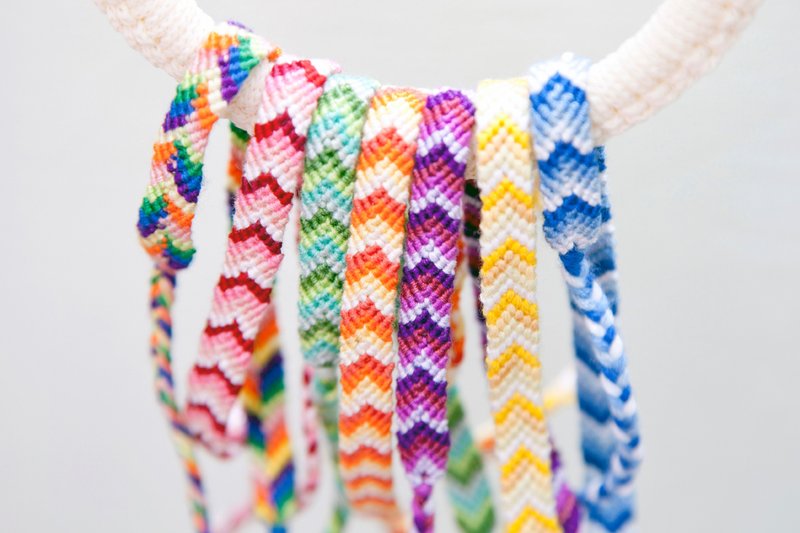 黑蜜马 V纹 8股 幸运绳 许愿绳 冲浪绳 幸运手环 编织手环 - 手链/手环 - 绣线 多色