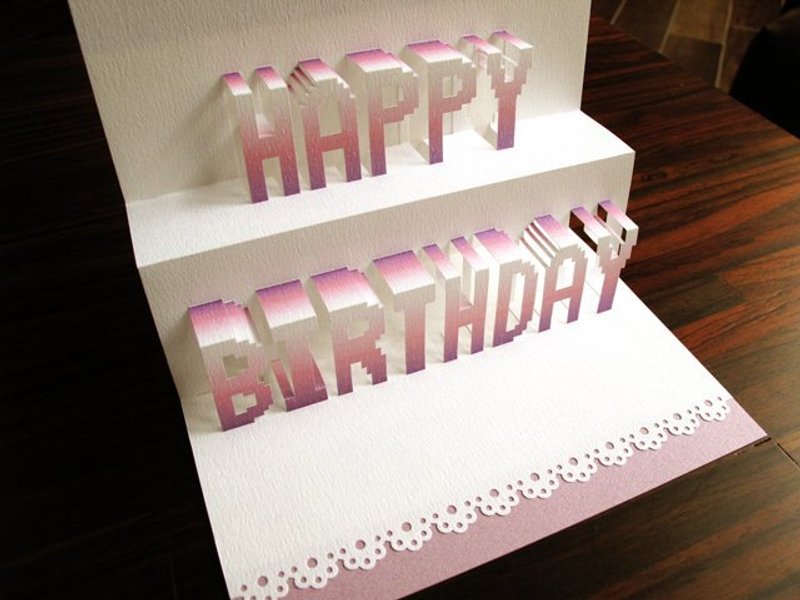 立体纸雕生日卡-晚霞紫 - 卡片/明信片 - 纸 紫色