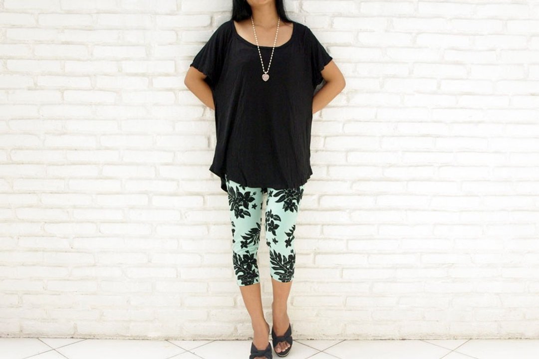 [Latest !!] stretch leggings shorts <frangipani Blue> - 女装长裤 - 其他材质 绿色
