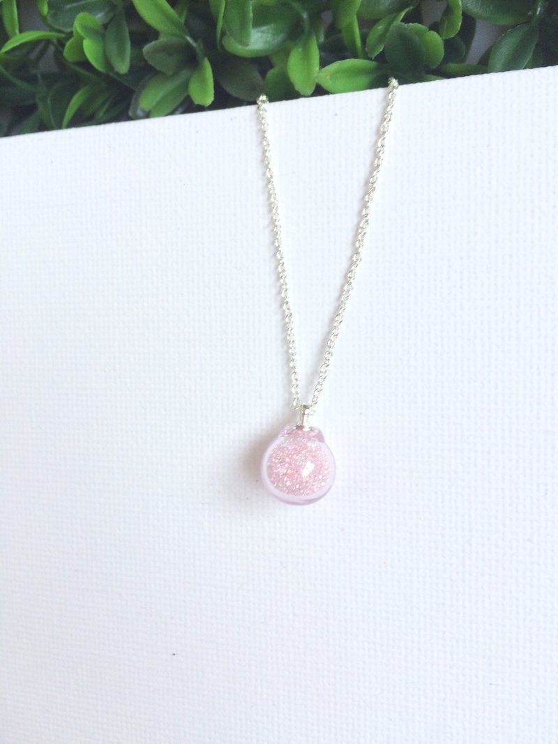 *Haku·Neko* 粉红色玻璃球颈链 - 颈链 - 玻璃 粉红色