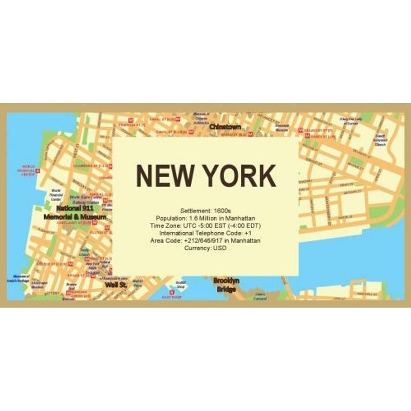 赛先生科学/撕不破耐皱防水地图 -纽约 - 地图 - 防水材质 