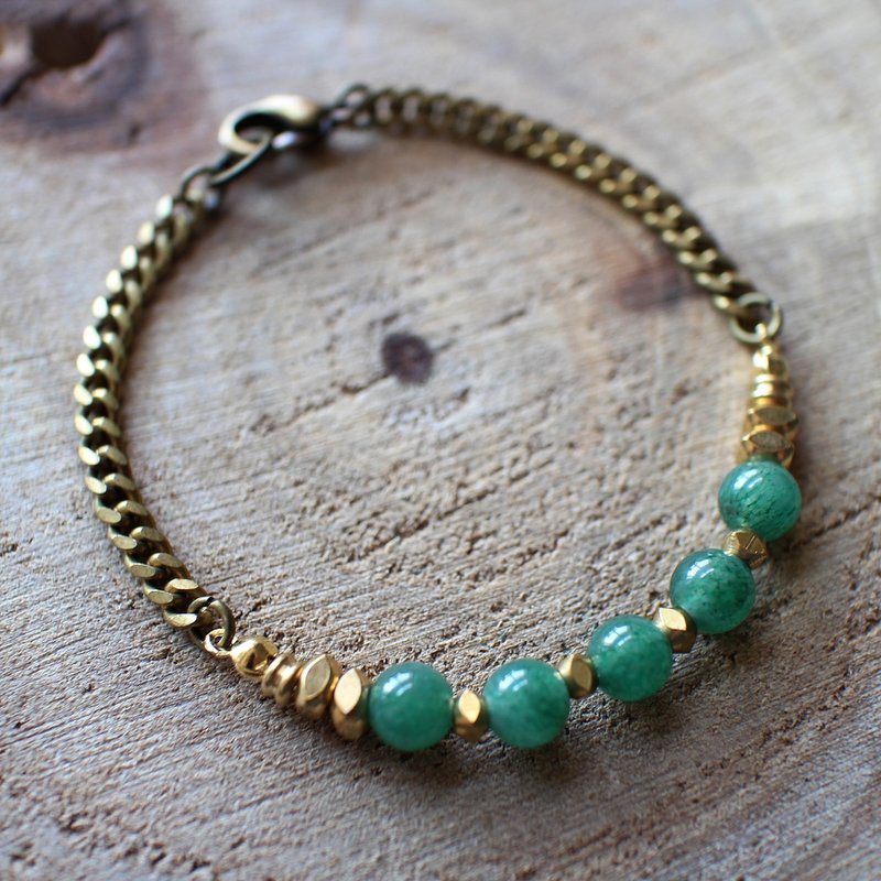 Muse自然风系列NO.95绿色东菱玉黄铜手链 - 手链/手环 - 其他材质 绿色