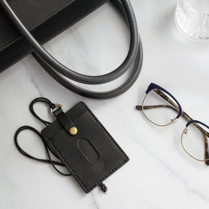 【ADOLE】真皮手做DIY套组-证件套-黑色 - 皮件 - 真皮 黑色