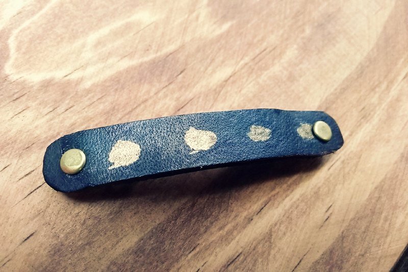 Sienna真皮发夹(A款)黑皮金点 - 发饰 - 真皮 黑色