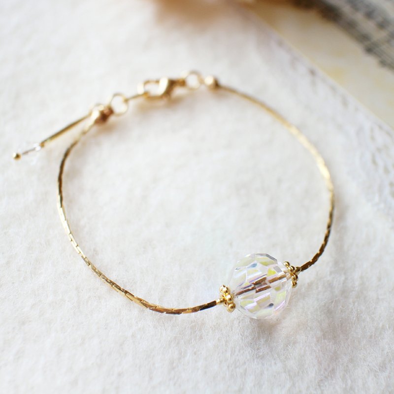 EF简约NO.5 White Chic白色七彩球面切割琉璃手链 - 手链/手环 - 玻璃 白色