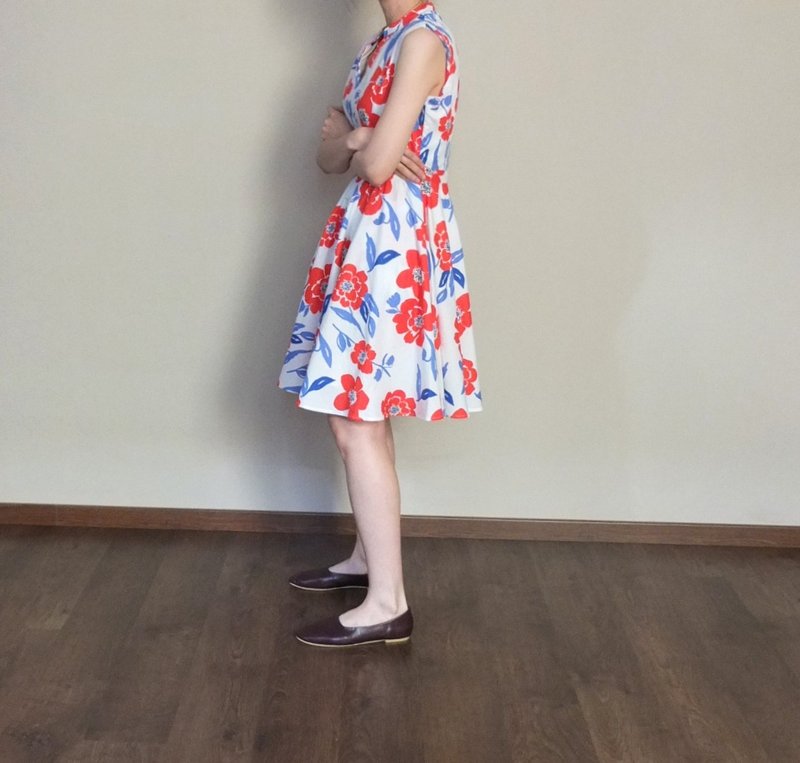 复古风蓝红白3色花园派对无袖洋装/宴会小礼服 - 洋装/连衣裙 - 其他材质 