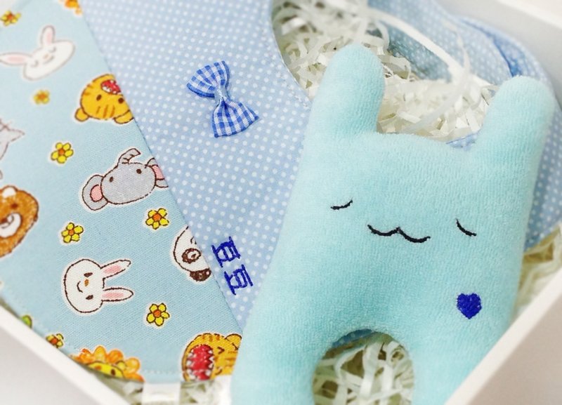 Shuan*// 动物园婴儿礼组（可绣字） - 满月礼盒 - 其他材质 蓝色