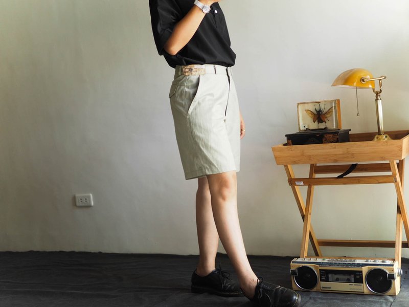 河水山 - 夏日抹茶青草 日本 古董五分裤 中性 好学生 japan vintage - 女装长裤 - 其他材质 绿色