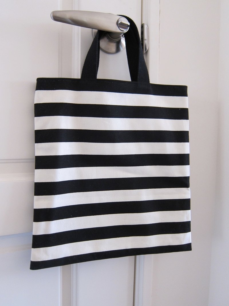 黑白条纹简约手提袋 - 手提包/手提袋 - 其他材质 黑色
