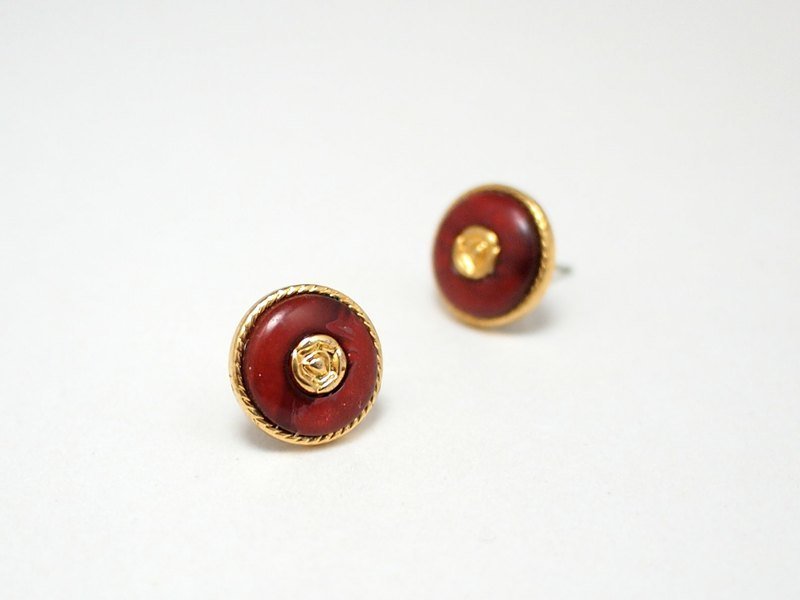 Circle dot 古 不锈钢耳针 耳环 耳饰 0059 - 耳环/耳夹 - 塑料 咖啡色