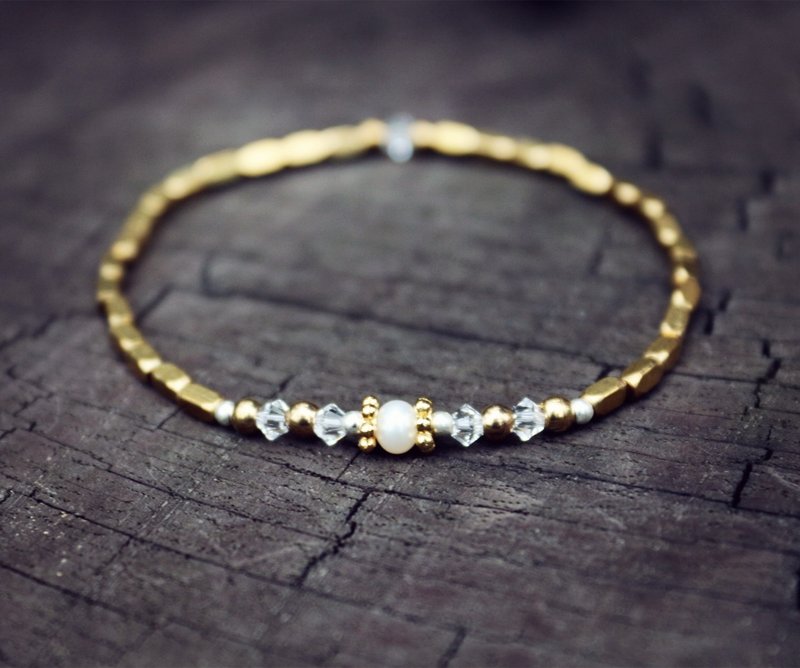 奥地利系列 - 喷泉．*Souphenir*施华洛水晶黄铜手链 - 手链/手环 - 其他金属 白色