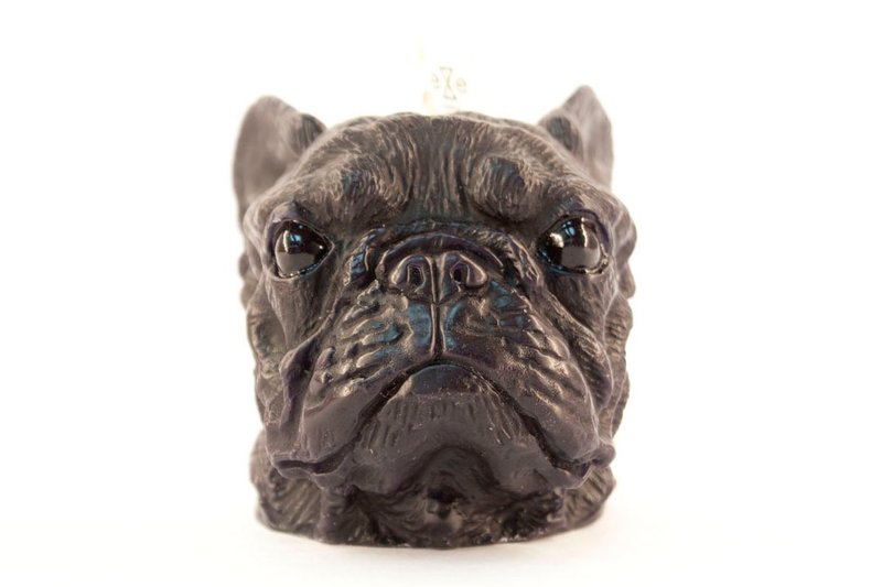 黑色法国斗牛犬 狗造型蜡烛 French Bulldog Candle - 蜡烛/烛台 - 蜡 黑色
