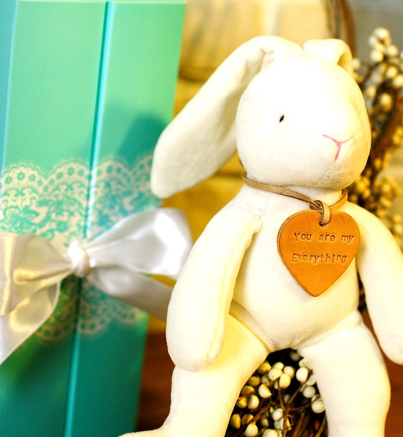 [my little star]情人节限定手工有机棉 I Love You, 兔 - 玩偶/公仔 - 棉．麻 白色