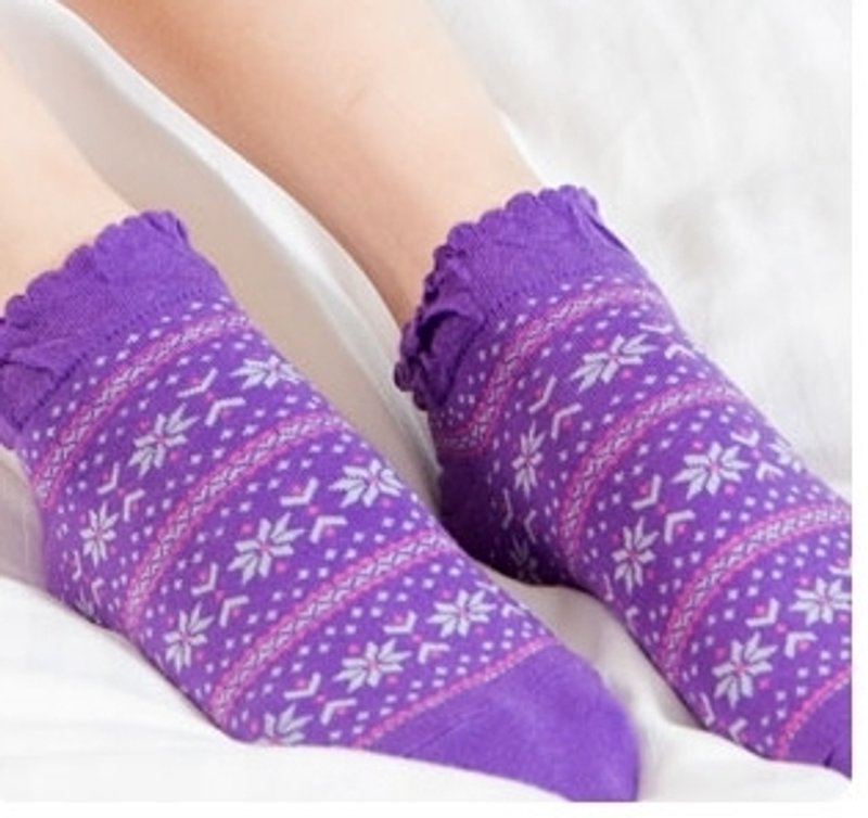 舒适及踝短袜-雪花-紫色 - 袜子 - 其他材质 紫色