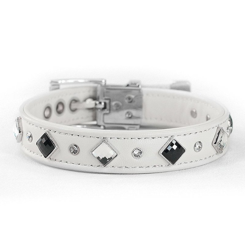 【调整】闪耀   皮革真皮项圈((送刻字)) - 项圈/牵绳 - 真皮 白色