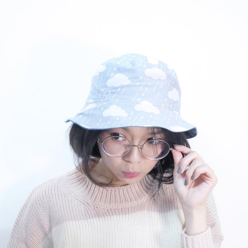温柔双面渔夫帽系列 | 下雨天 - 帽子 - 棉．麻 灰色
