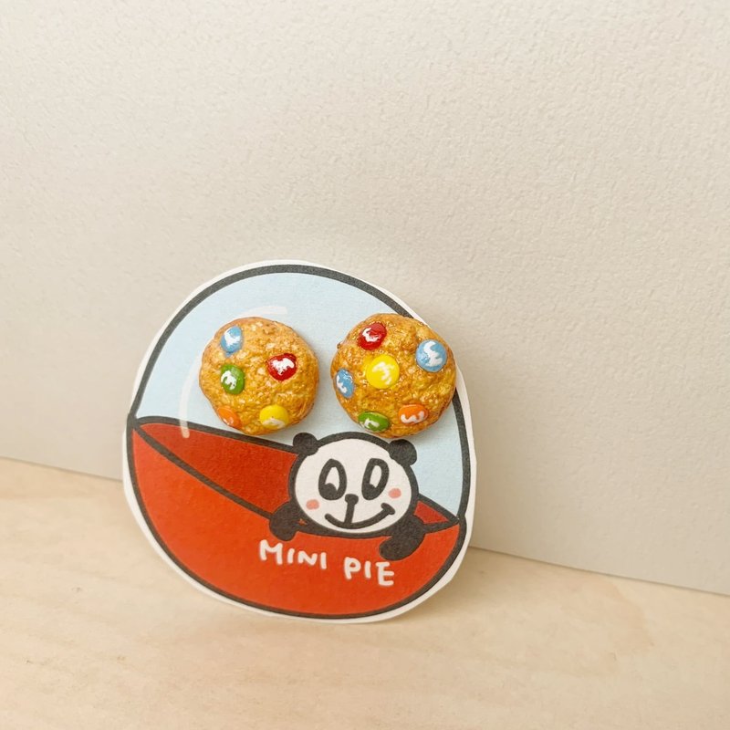 mm巧克力饼干耳环(两个一组)(可改耳夹式) - 耳环/耳夹 - 粘土 多色