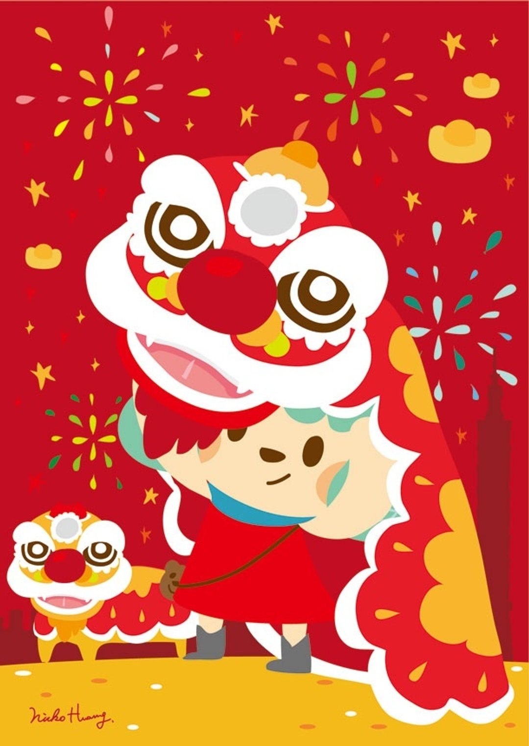 新年 明信片 - 卡片/明信片 - 纸 红色