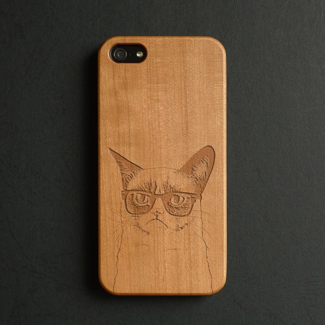 定制化真木雕刻 iPhone 7 / 7 Plus / 6 / 6s / iPhone 6 Plus / iPhone 6s Plus手机壳  S050 猫星人 - 手机壳/手机套 - 木头 多色
