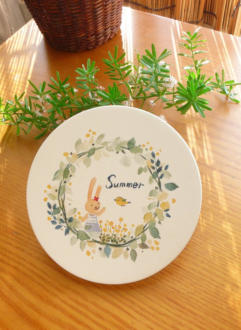 夏季绿叶圈 陶瓷吸水杯垫 - 杯垫 - 纸 绿色