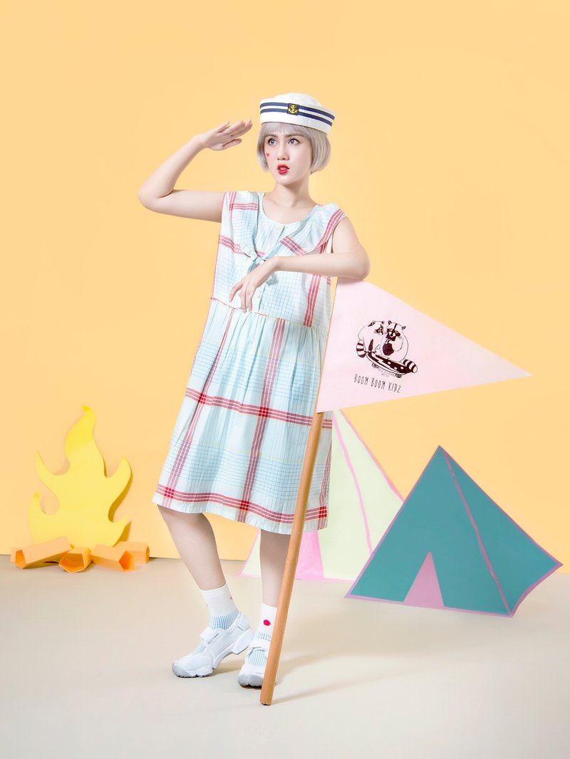 笔记内页领结洋装 - 洋装/连衣裙 - 其他材质 蓝色