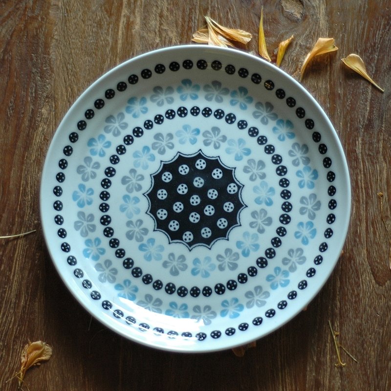 日式北欧风 浅蓝灰 深盘子 - 浅碟/小碟子 - 其他材质 灰色