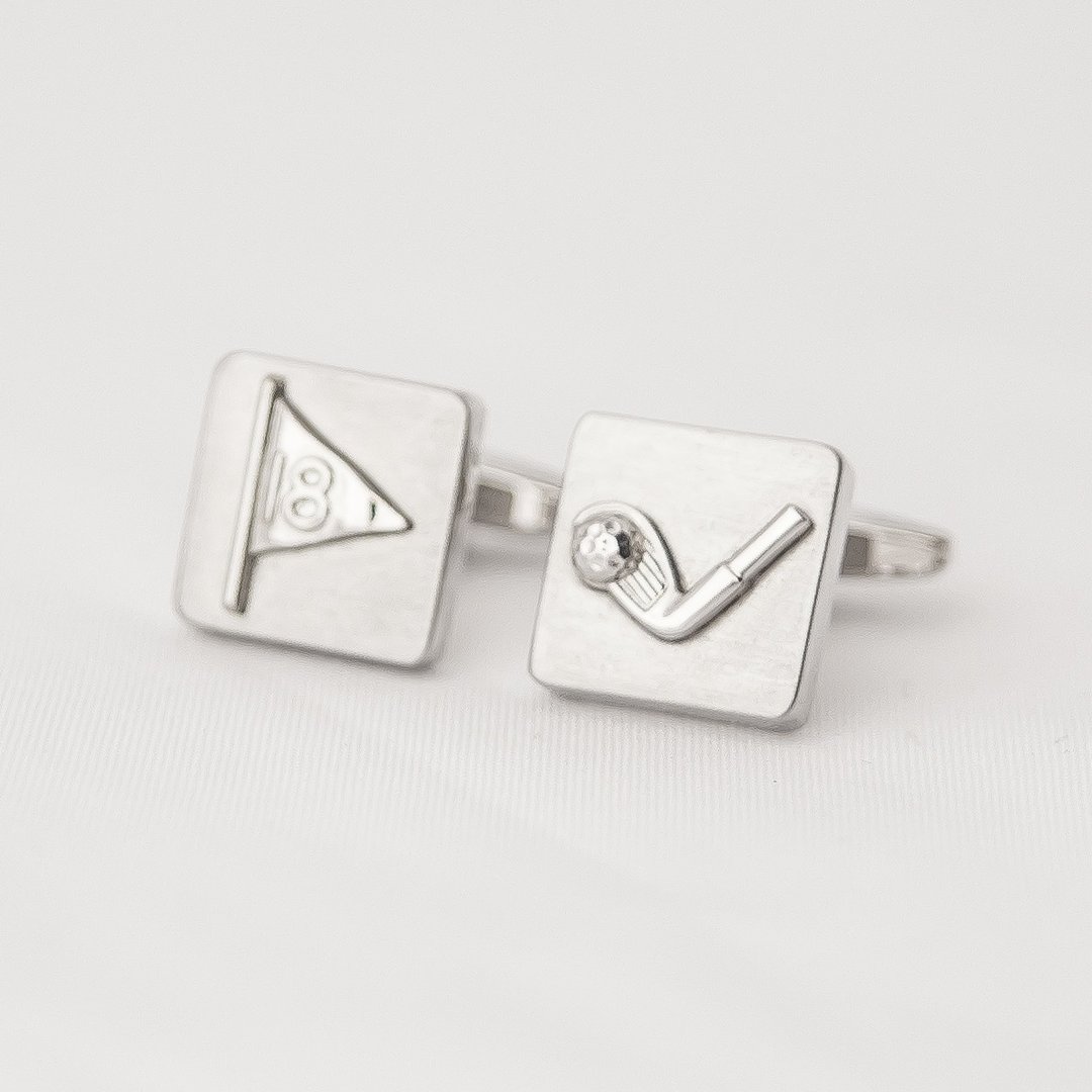 高尔夫与标志旗 袖扣 Golf And Golf Flag Cufflink - 袖扣 - 其他金属 