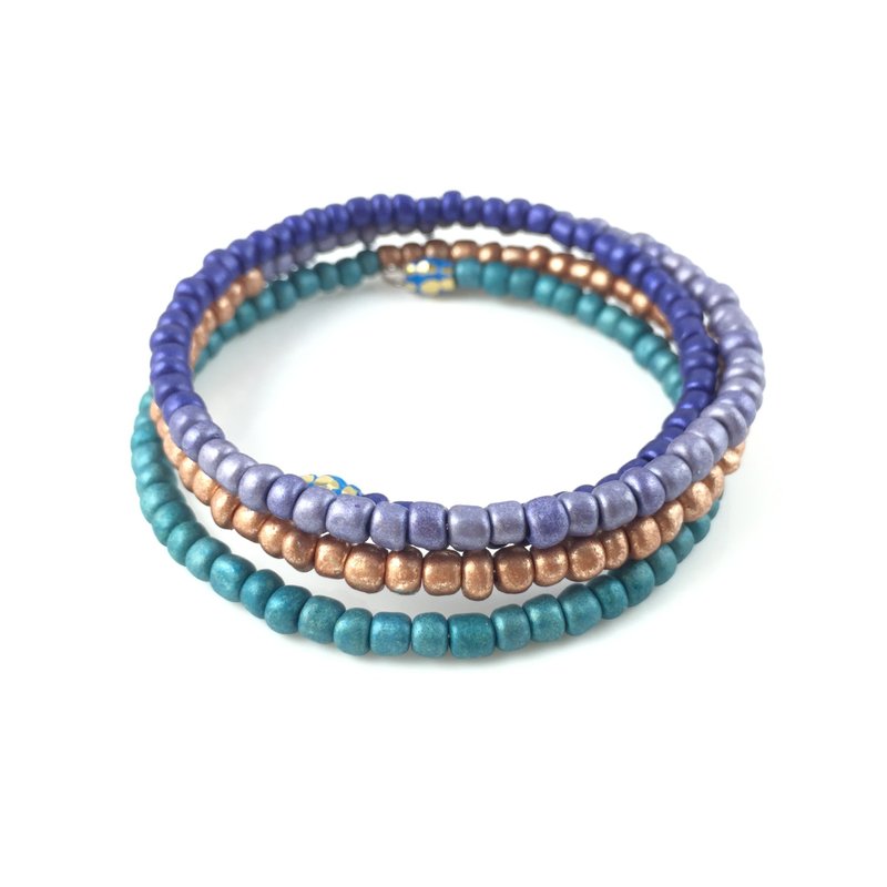 “民族风绕环手环-紫橘绿综合色系” - 手链/手环 - 其他材质 多色