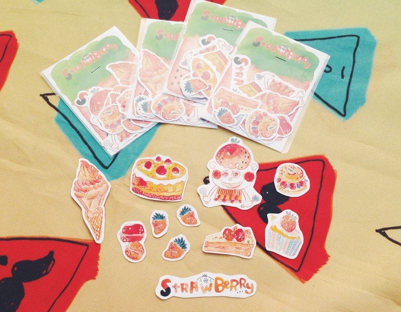 草莓季吃甜点好幸福贴纸包 - 贴纸 - 纸 多色