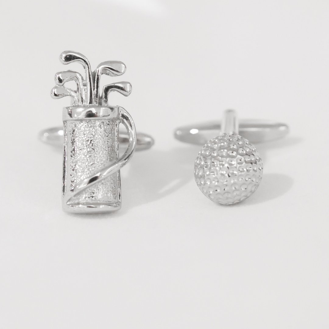 高尔夫球袋与高尔夫球 袖扣 GOLF CUFFLINKS - 袖扣 - 其他金属 