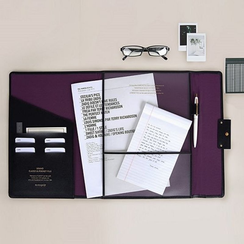 Dessin x monopoly-荔枝皮纹经典档案夹文件夹-质感黑,MPL23553 - 文件夹/资料夹 - 真皮 黑色