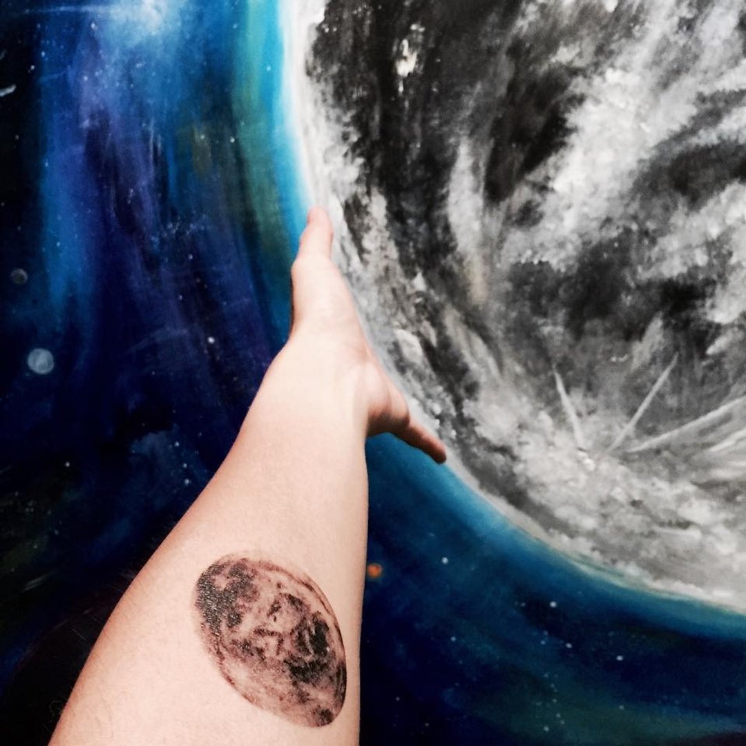 月亮 纹身贴纸(小) (Moon Tattoo Sticker) - 纹身贴 - 防水材质 黑色