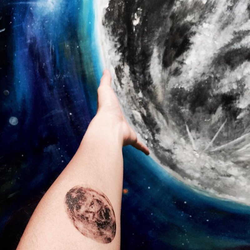 月亮 纹身贴纸(小) (Moon Tattoo Sticker) - 纹身贴 - 防水材质 黑色